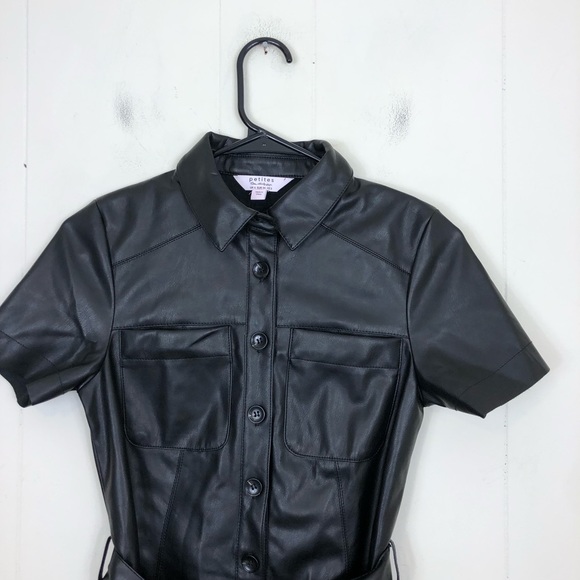 Miss Selfridge Faux Leather Shirt Dress Sz 2P - Picture 4 of 10